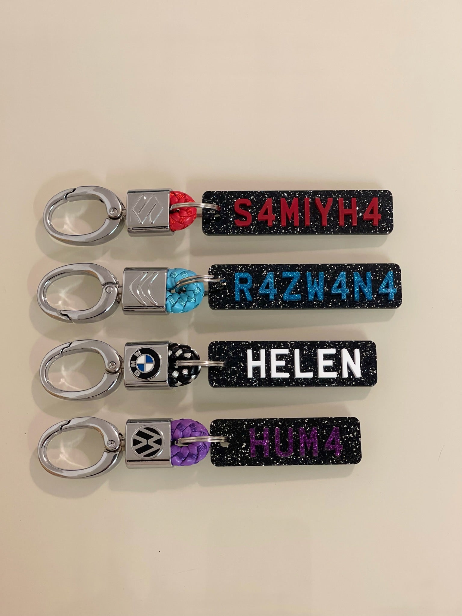 4d Double sided Number plate Keyring