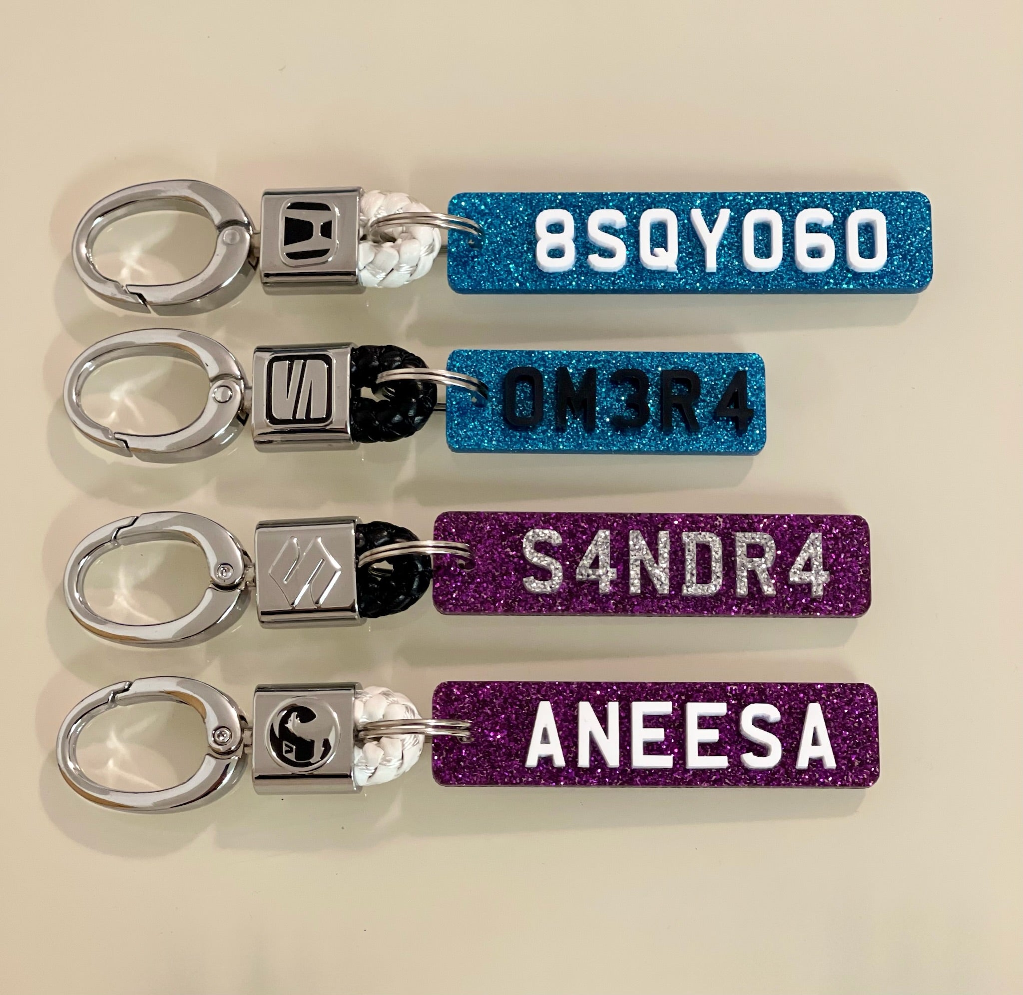 4d Double sided Number plate Keyring