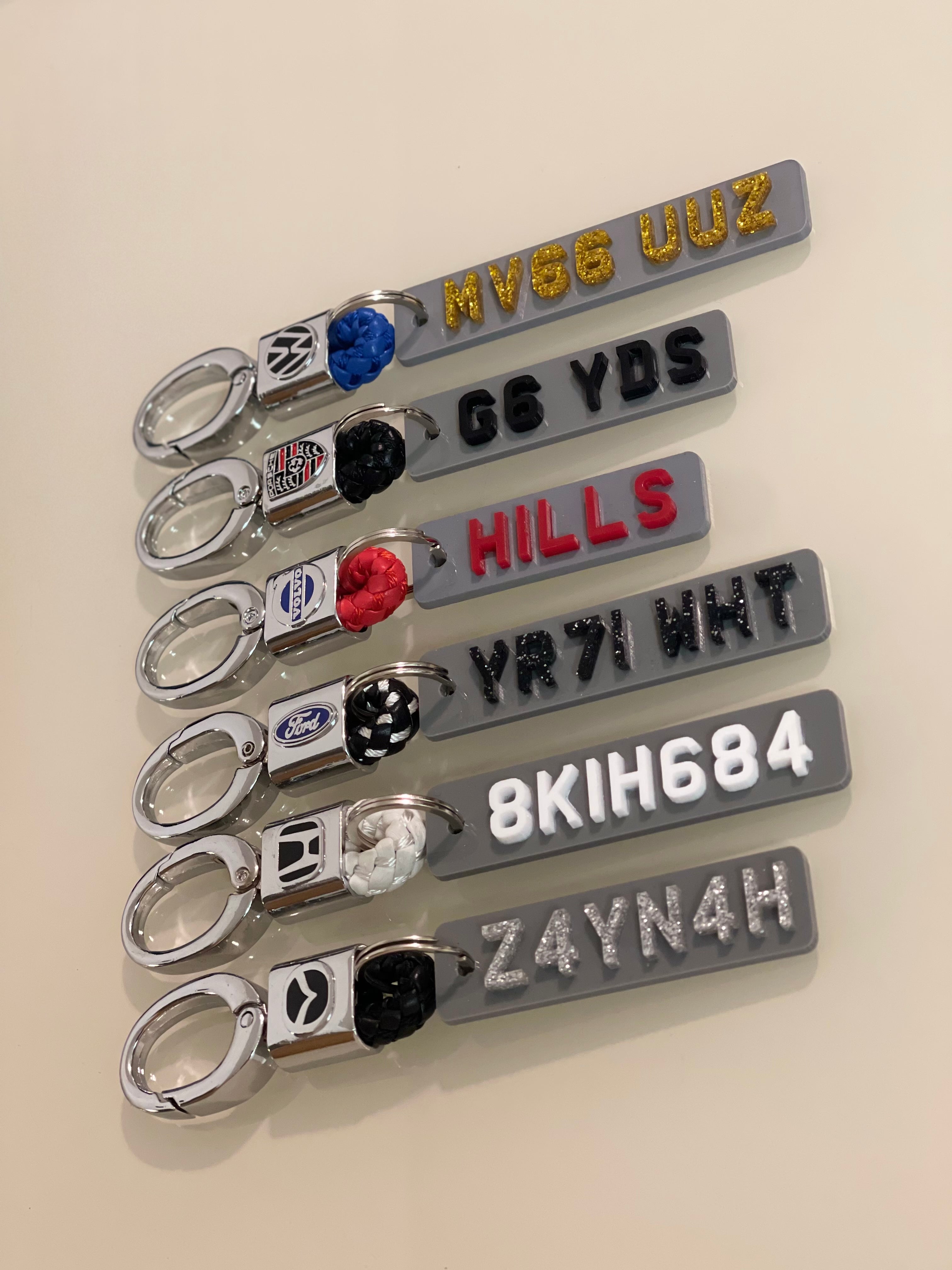 4d Single Sided Number Plate Keyring