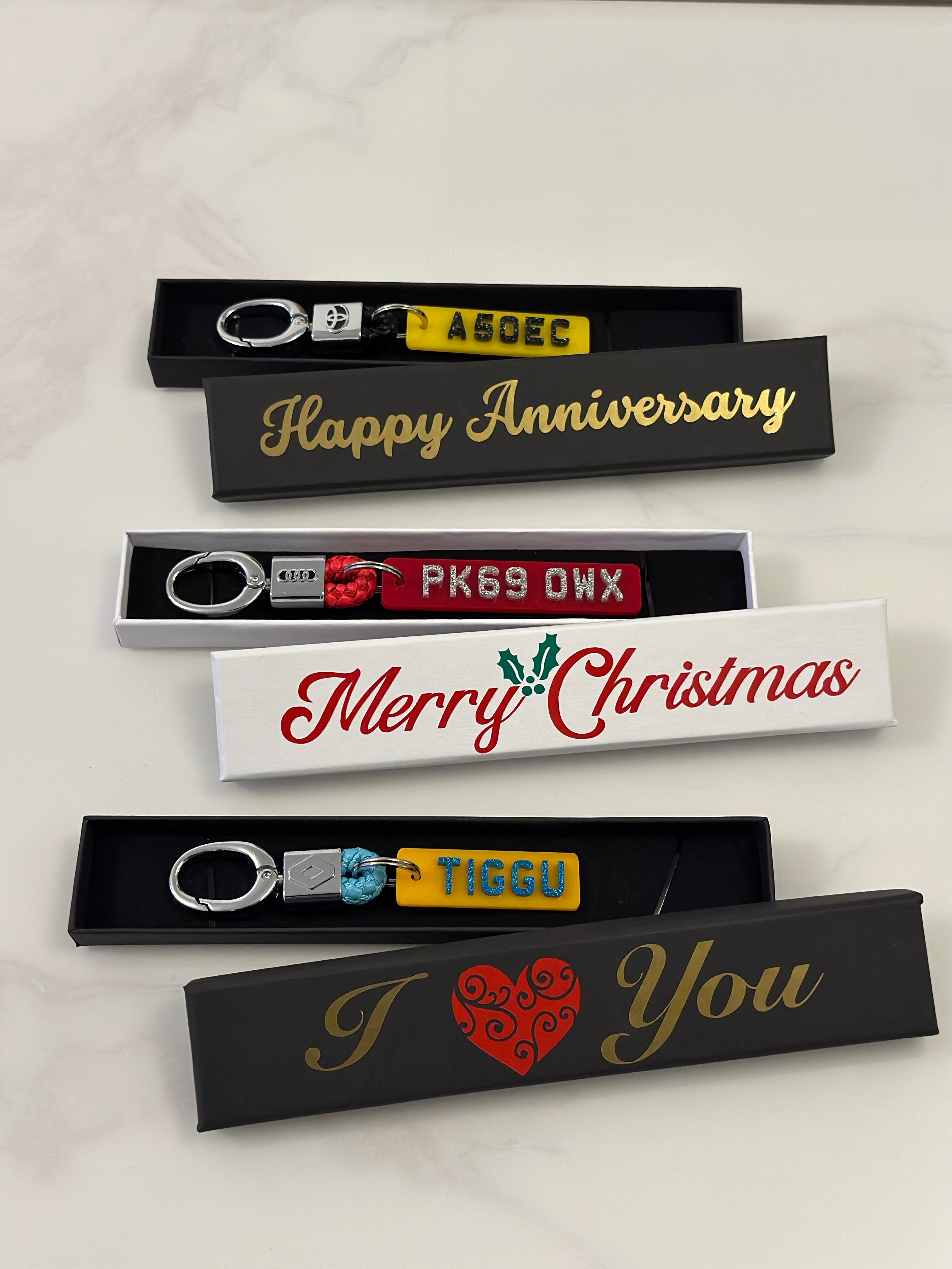4d Double sided Number plate Keyring