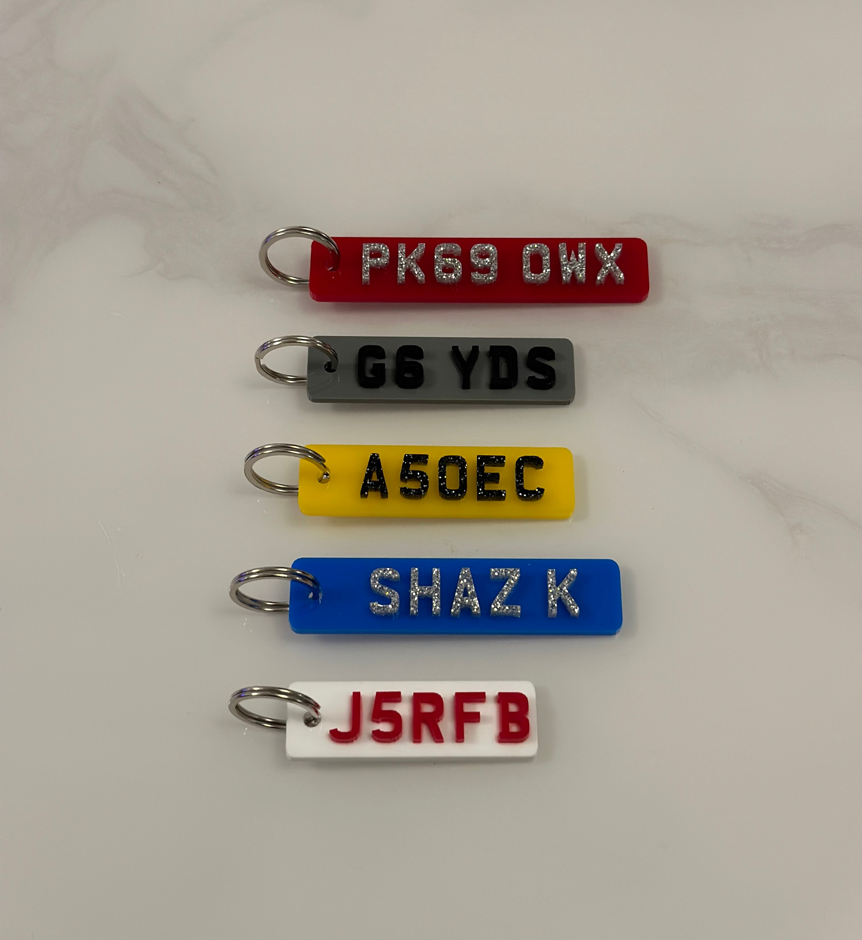 4d Double Sided Number Plate Only Keyring