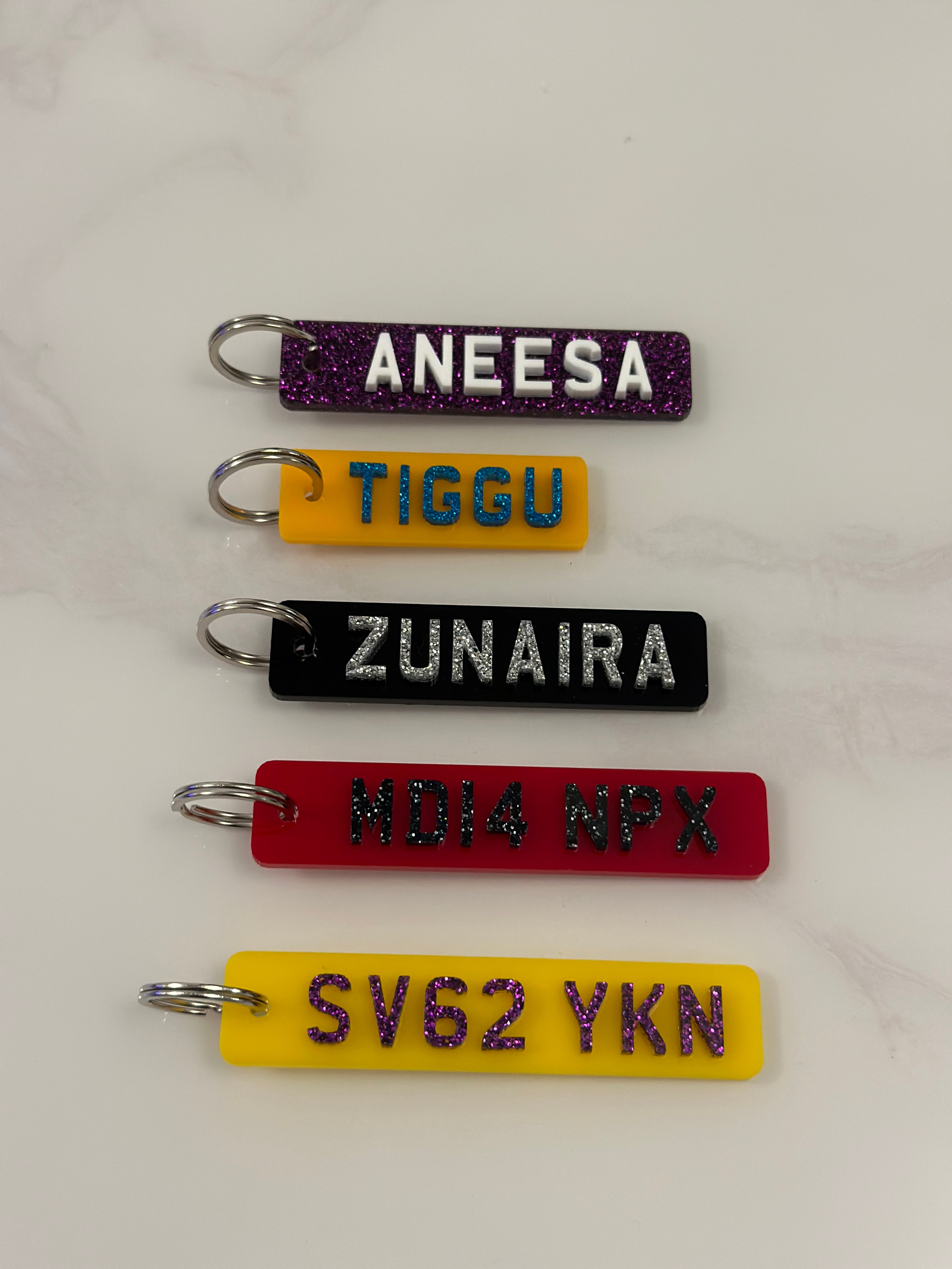 4d Double Sided Number Plate Only Keyring