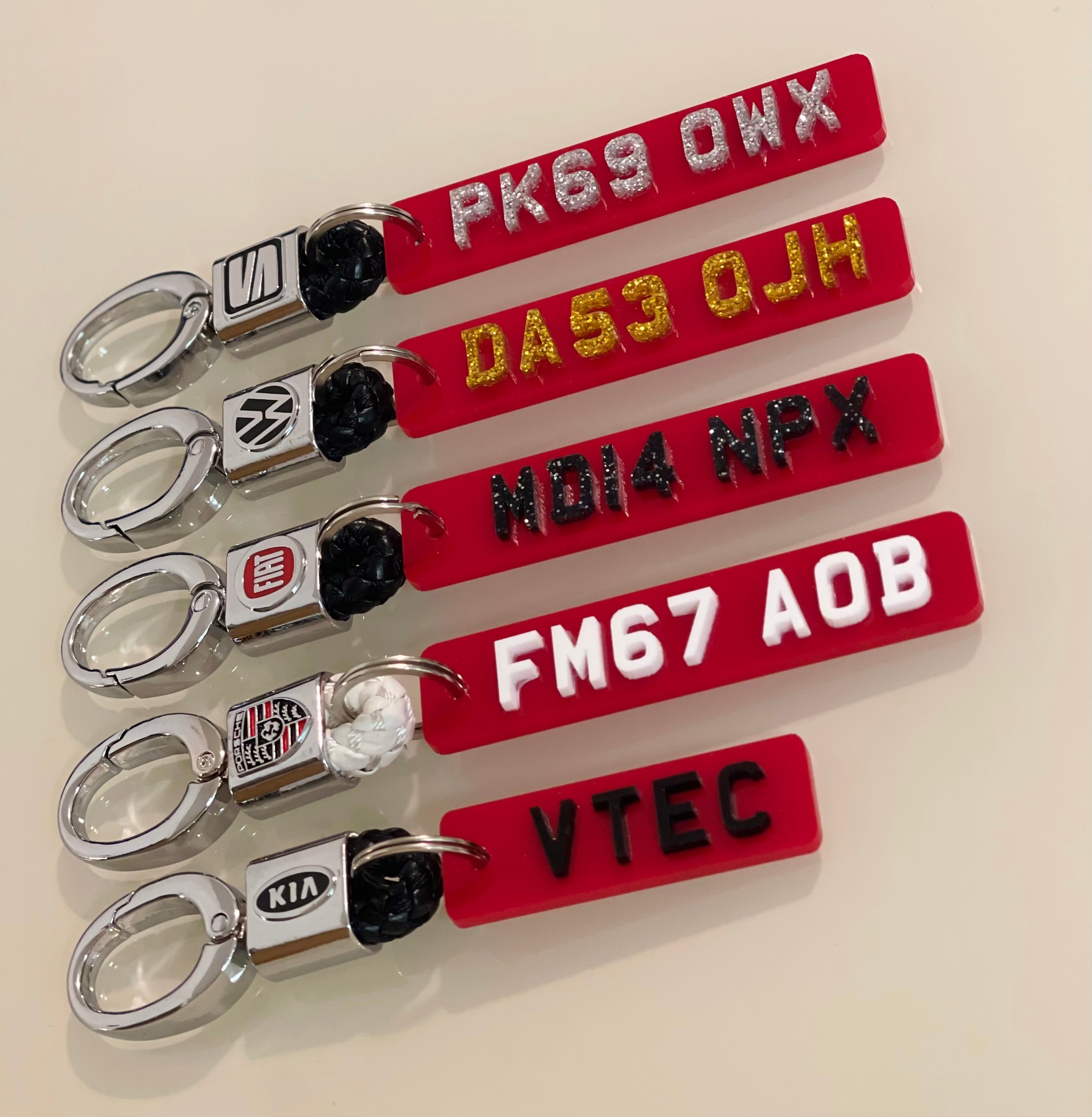 4d Single Sided Number Plate Keyring
