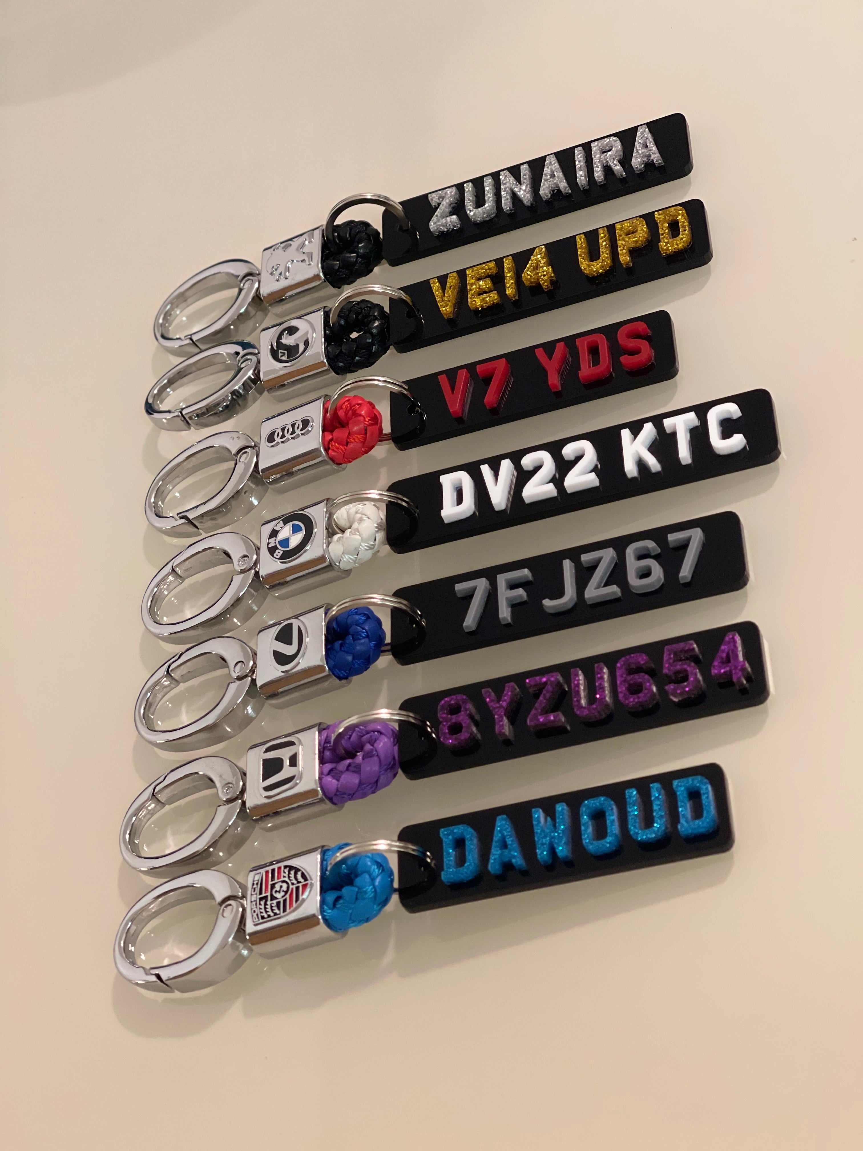 4d Single Sided Number Plate Keyring