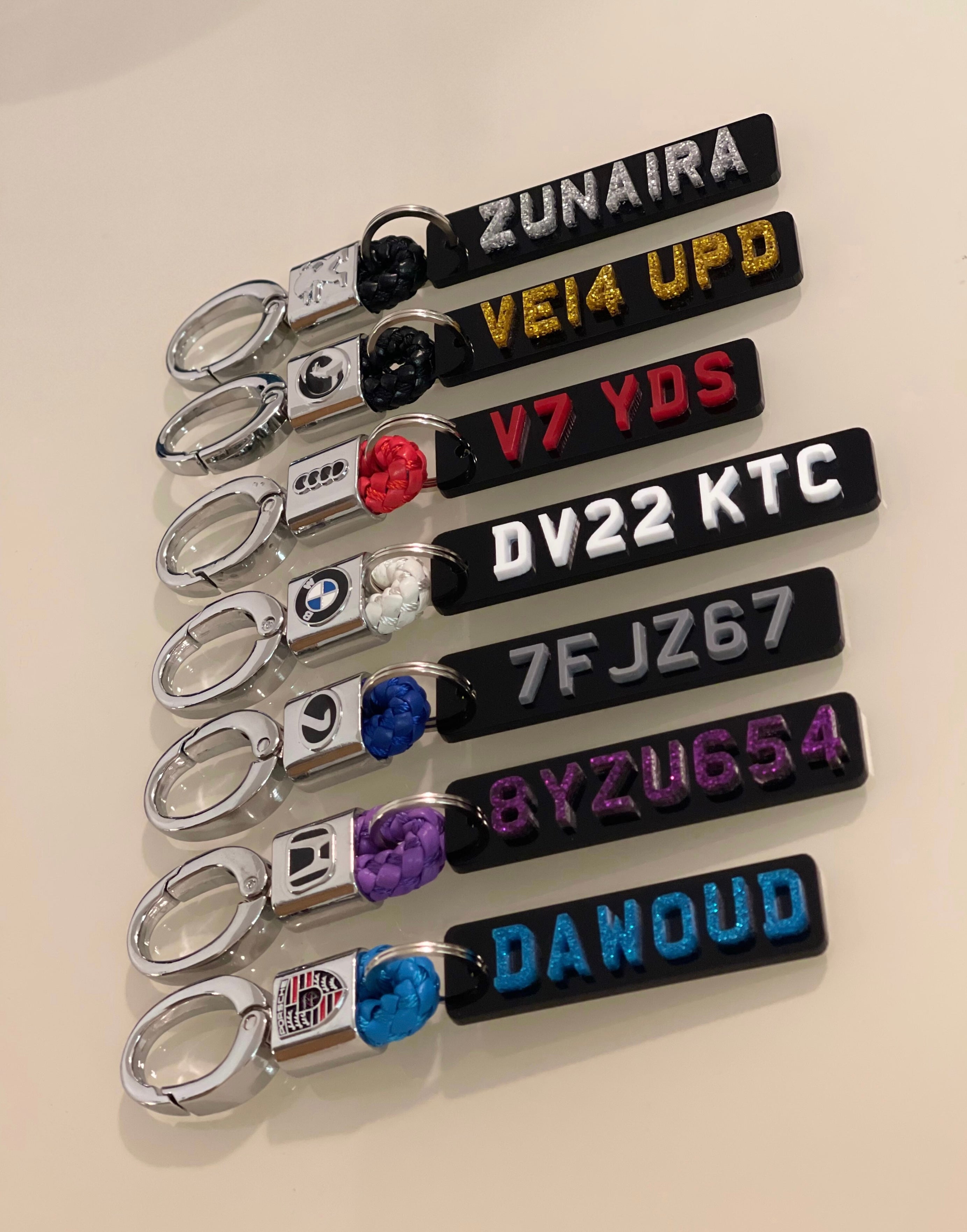 4d Double sided Number plate Keyring