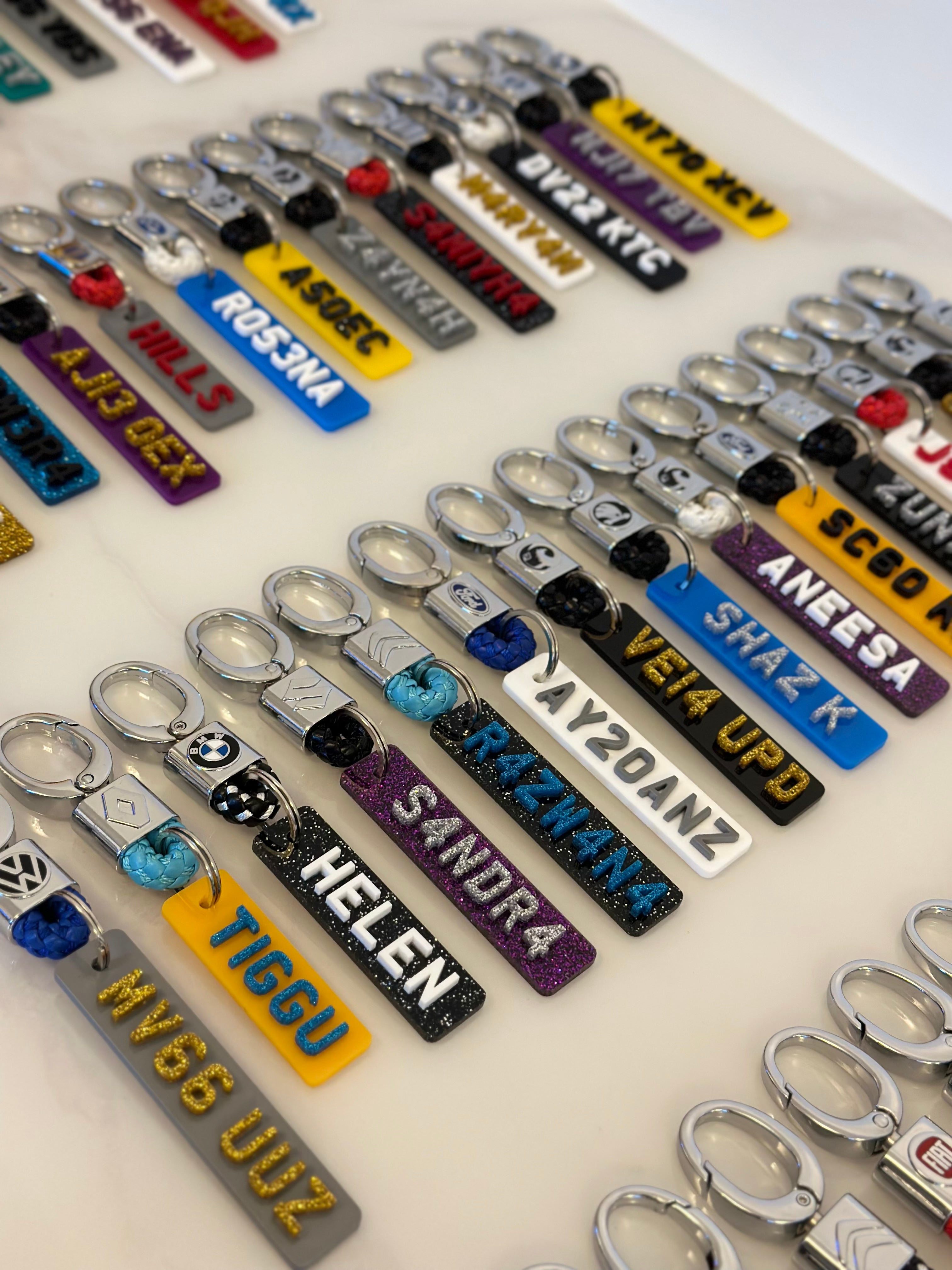 4d Double sided Number plate Keyring